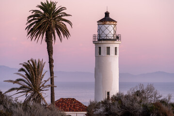 Point Vincent Lighthouse California at sunset