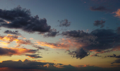 Bright contrasting clouds at sunset