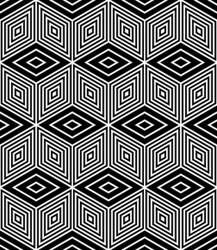 Seamless op art pattern with 3D illusion effect.
