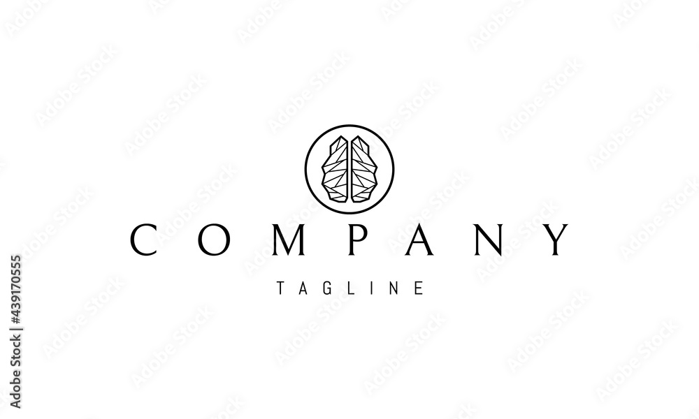 Wall mural vector logo on which an abstract image of the brain in a polygonal style.