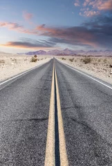 Foto op Aluminium Route 66 in the desert with scenic sky. Classic vintage image with nobody in the frame. © Paolo Gallo