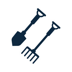 Agriculture tools, dig, fork, shovel icon. Simple editable vector illustration
