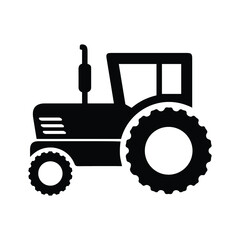 Agricultural, wheeled tractor icon. Black vector graphics.