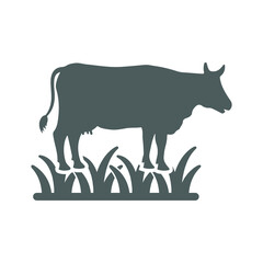 Cow, cattle field icon. Gray vector graphics.