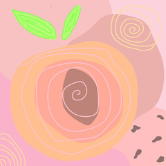 Peach simple vector illustration. One continuous line drawing art illustration with lettering peach fruit.