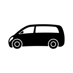 Fototapeta na wymiar Minivan icon. Black silhouette. Side view. Vector simple flat graphic illustration. The isolated object on a white background. Isolate.