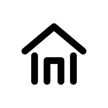 recommend clip art: House icon. Black contour linear silhouette. Front view. Vector simple flat graphic illustration. The isolated object on a white background. Isolate.