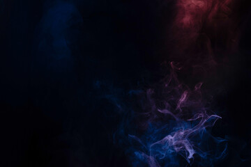 Blue and pink steam on a black background.