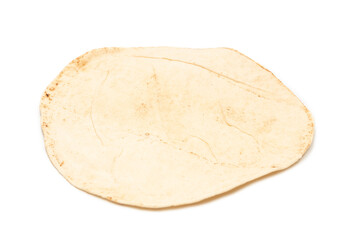 Grilled pitta bread isolated on white background.