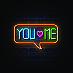 You love me neon text vector. sign symbol
