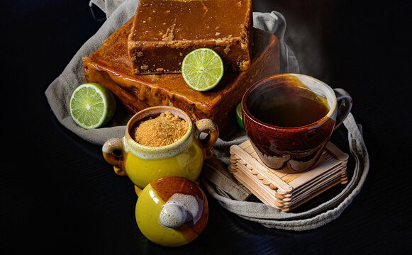 cup of panela water, Created from asucar cane that comes from Colombia.