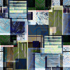 Seamless abstract grunge textured pattern. Blue, green background.
