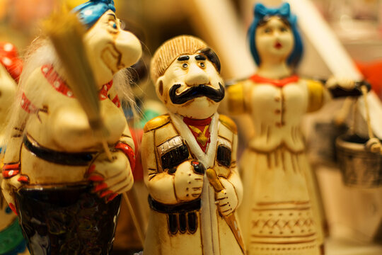 Cheap souvenirs for tourists in the town of Yeysk. Russia, Sea of Azov, Krasnodar Territory, Yeysk.