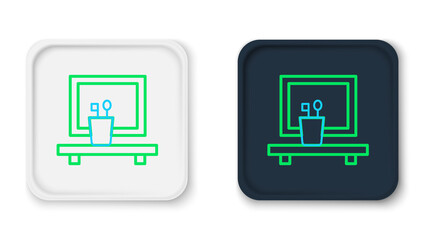 Line Washbasin mirror icon isolated on white background. Bathroom interior with a mirror. Colorful outline concept. Vector