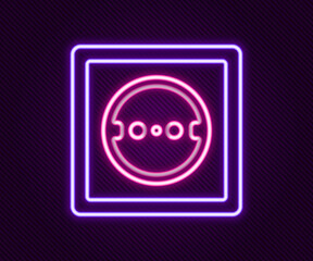Glowing neon line Electrical outlet icon isolated on black background. Power socket. Rosette symbol. Colorful outline concept. Vector