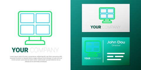 Line Solar energy panel icon isolated on white background. Colorful outline concept. Vector