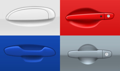 Collection of car door handles vector illustration equipment for open and close automobile transport