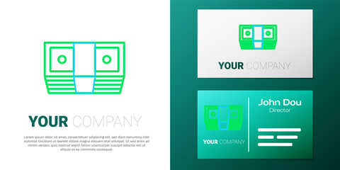 Line Bribe money cash icon isolated on white background. Money banknotes stacks. Bill currency. Colorful outline concept. Vector