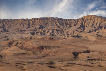 Fototapeta premium Ramon Crater is an erosion crater in the Negev Desert. It is one of five craters in the Negev. At the edge of the crater is the city of Mitspe Ramon.