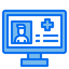 computer blue line icon