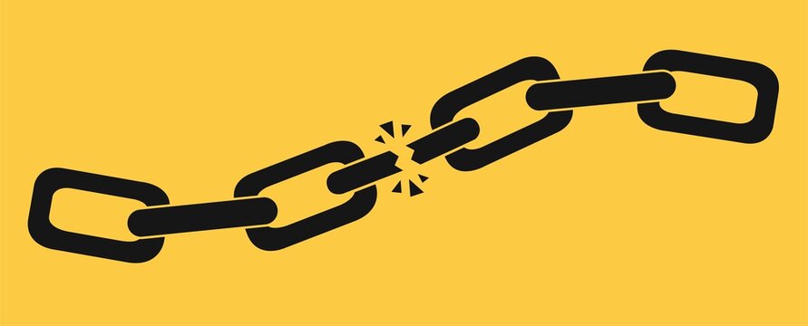 Broken chain, great design for any purposes. Isolated on yellow vector.