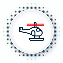 Line Helicopter aircraft vehicle icon isolated on white background. Colorful outline concept. Vector
