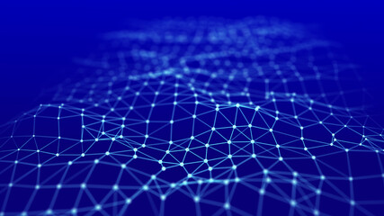 Network connection data structure. Information technology. Big data visualization. 3D rendering.