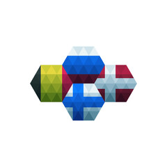 design flag Euro 2020 Group B hexagon vector
