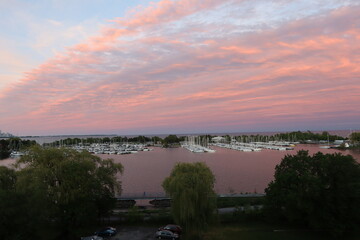 sunset over marina bay