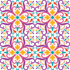 Seamless tiles background. Mosaic pattern for ceramic in dutch, portuguese, spanish, italian style. - 439186524
