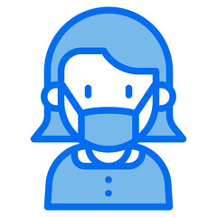 girl blue line icon