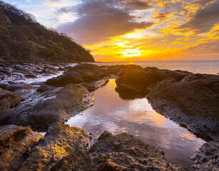 Costa Rica Tide Pools at sunset 