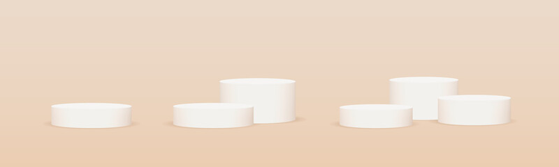 Stages or cylinder platforms or pedestals. Empty podiums