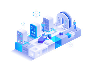 Server room racks isometric concept
