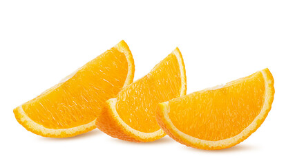 Juicy cut orange isolated on white background with clipping path
