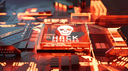 Systems being hacked and network ransomware digital cyber crime background concept. 3D illustration.