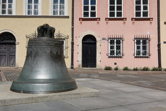 Warsaw, Poland. Kanonia Street in Warsaw with the bell was placed here in 1972, cast in Warsaw in 1646