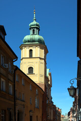 Fototapeta premium Warsaw, Poland. St. Martin's Church located on ulica Piwna (