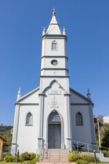 Fototapeta na wymiar Lutheran church with tower walk path