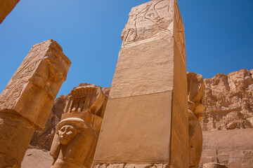 Pillars at the Mortuary Temple of Hatshepsut, Deir el-Bahari, near Luxor, Egypt