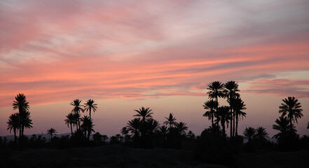 Beautiful sunset with beautiful reflection on the ocean in Morocco