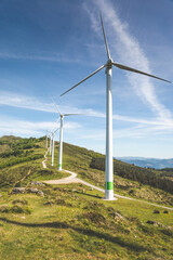 Fototapeta na wymiar Windmills at the top of Oiz mountain at Bizkaia; Basque Country.