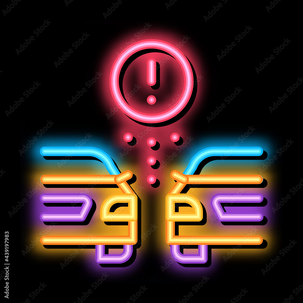 Wall mural side spacing car control system neon light sign vector. glowing bright icon side spacing car control