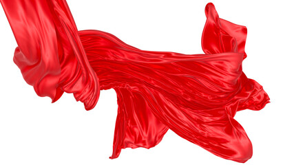 Beautiful flowing fabric of red wavy silk or satin. 3d rendering image.