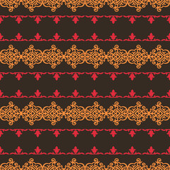 Decorative Asian Folk Seamless Pattern. Ornament of Asian Nomads: Kyrgyz, Kazakhs, Bashkirs, Tatars, Yakut, Mongols. Ethnic Vector Illustration for Paper Products, Textiles.