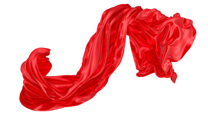 Beautiful flowing fabric of red wavy silk or satin. 3d rendering image.
