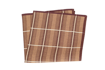 Vintage brown stripped Handkerchief for men isolated on white background.