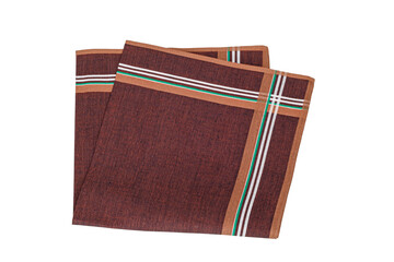 Vintage brown stripped Handkerchief for men isolated on white background.