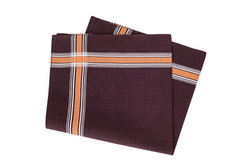 Vintage brown stripped Handkerchief for men isolated on white background.