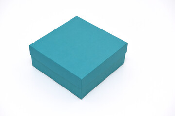 Gift box rectangular closed sky green color on a white background